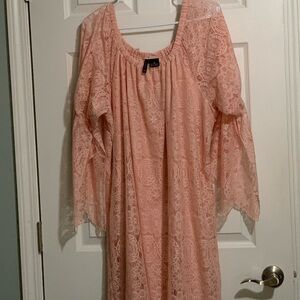 New Directions Pink Lace Midi Dress